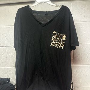 5XL, FITS LIKE 2XL cheetah blouse